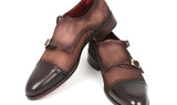 Paul Parkman Men's Suede Double Monkstraps in Brown & Beige