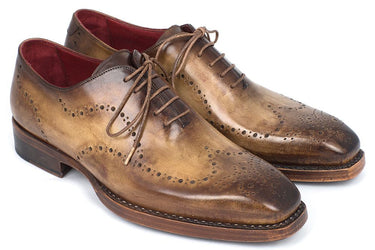 Paul Parkman Men's Goodyear Welted Wingtip Oxfords in Antique Olive