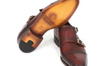 Paul Parkman Men's Leather Double Monkstraps in Brown