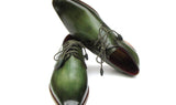 Paul Parkman Men's Hand-Painted Leather Derby Shoes in Green