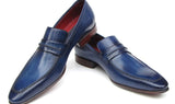 Paul Parkman Men's Hand-Painted Leather Loafers in Navy