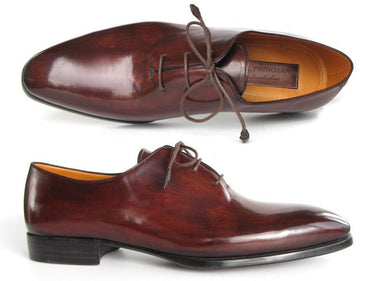 Paul Parkman Men's Hand-Painted Plain Toe Oxfords in Brown & Bordeaux