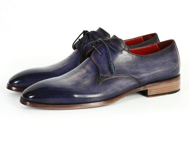 Paul Parkman Men's Hand-Painted Leather Derby Shoes in Blue & Navy