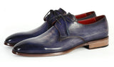 Paul Parkman Men's Hand-Painted Leather Derby Shoes in Blue & Navy