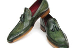 Paul Parkman Men's Hand-Painted Side Sewn Tassel Loafers in Green