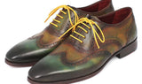 Paul Parkman Men's Hand-Painted Leather Wingtip Oxfords in Green