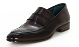 Paul Parkman Men's Hand-Painted Leather Loafers in Black & Gray