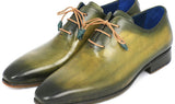 Paul Parkman Men's Hand-Painted Wholecut Leather Oxfords in Antique Green