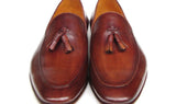 Paul Parkman Men's Hand-Painted Leather Tassel Loafers in Brown