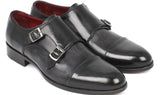 Paul Parkman Men's Leather Double Monkstraps in Gray & Black