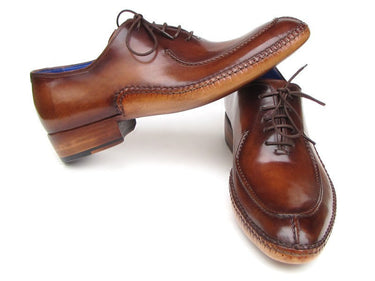 Paul Parkman Men's Side Handsewn Leather Split-toe Oxfords in Brown