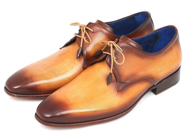 Paul Parkman Men's Hand-Painted Leather Derby Shoes in Brown & Camel