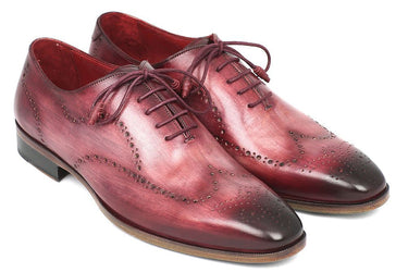 Paul Parkman Men's Hand-Painted Leather Wingtip Oxfords in Burgundy