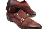 Paul Parkman Men's Suede Double Monkstraps in Antique Brown