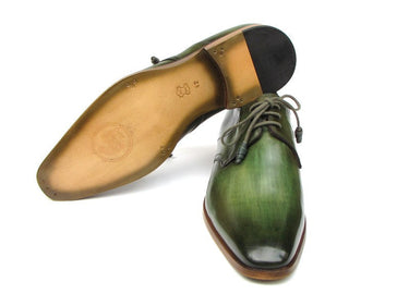 Paul Parkman Men's Hand-Painted Leather Derby Shoes in Green