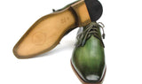 Paul Parkman Men's Hand-Painted Leather Derby Shoes in Green