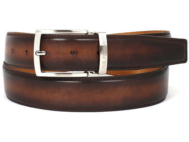 Paul Parkman Men's Hand-Painted Leather Belt in Brown and Camel