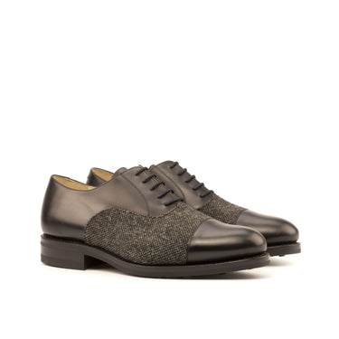 DapperFam Rafael in Nailhead / Black Men's Sartorial & Italian Leather Oxford in Nailhead / Black