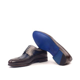 DapperFam Zephyr in Grey / Dark Brown / Navy Men's Italian Leather Longwing Blucher