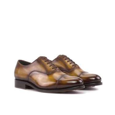 DapperFam Rafael in Cognac Men's Hand-Painted Patina Oxford in Cognac
