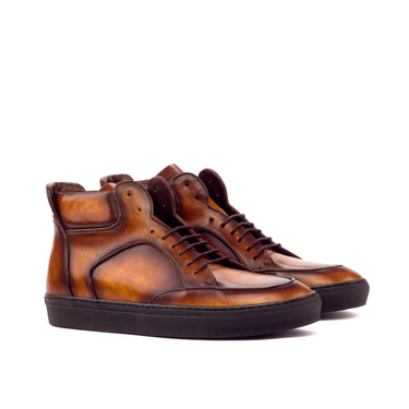 DapperFam Dante in Cognac Men's Hand-Painted Italian Leather High Top in Cognac