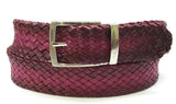 Paul Parkman Men's Woven Leather Belt in Purple