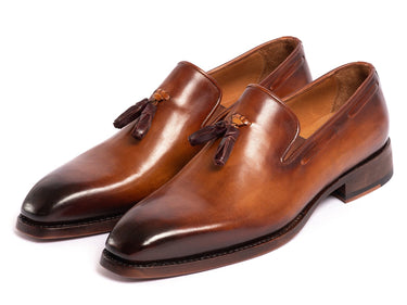 Paul Parkman Goodyear Welted Tassel Loafers in Brown