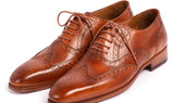 Paul Parkman Men's Hand-Painted Wingtip Oxfords in Mid Brown