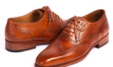 Paul Parkman Men's Hand-Painted Wingtip Oxfords in Mid Brown