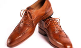 Paul Parkman Men's Hand-Painted Wingtip Oxfords in Mid Brown