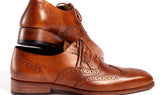 Paul Parkman Men's Hand-Painted Wingtip Oxfords in Mid Brown