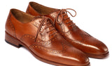 Paul Parkman Men's Hand-Painted Wingtip Oxfords in Mid Brown