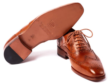 Paul Parkman Men's Hand-Painted Wingtip Oxfords in Mid Brown