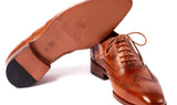 Paul Parkman Men's Hand-Painted Wingtip Oxfords in Mid Brown