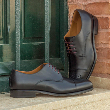 DapperFam Vero in Black Men's Italian Leather Derby in Black
