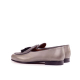 DapperFam Marcello in Herringbone / Grey / Black Men's Sartorial & Italian Leather & Suede Belgian Slipper