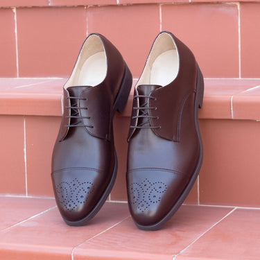 DapperFam Vero in Dark Brown Men's Italian Leather Derby in Dark Brown