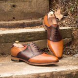 DapperFam Fabrizio in Cognac / Dark Brown Men's Italian Leather Saddle — Style 2618