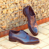 DapperFam Vero in Denim Men's Hand-Painted Patina Derby — Style 2670