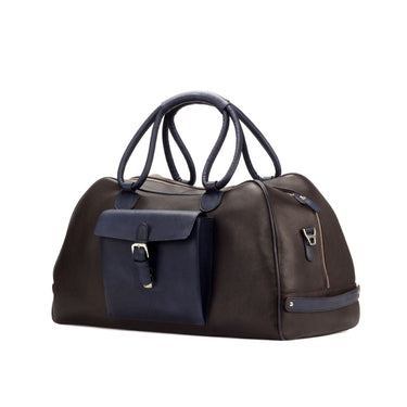 DapperFam Luxe Men's Travel Duffle in Dark Brown Painted Full Grain