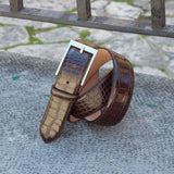 DapperFam Luxe Men's Hamptons in Dark Brown Painted Croco