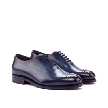DapperFam Giuliano in Denim Men's Hand-Painted Patina Whole Cut in Denim