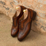DapperFam Giuliano in Cognac Men's Hand-Painted Patina Whole Cut — Style 2838
