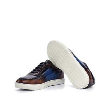 DapperFam Rivale in Fire / Denim Men's Hand-Painted Italian Leather Trainer