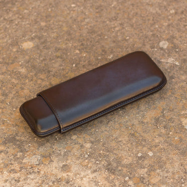 DapperFam Luxe Men's Cigars Case 2 in Navy Painted Calf