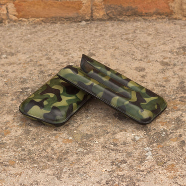 DapperFam Luxe Men's Cigars Case 3 in Khaki Camo Patina