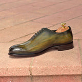 DapperFam Giuliano in Khaki Men's Hand-Painted Patina Whole Cut — Style 2890