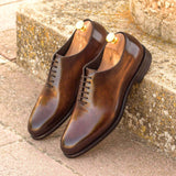 DapperFam Giuliano in Brown Men's Hand-Painted Patina Whole Cut — Style 2980