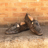 DapperFam Marcello in Black / Leopard Men's Sartorial Belgian Slipper
