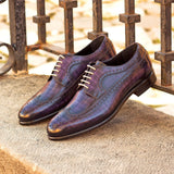 DapperFam Zephyr in Purple Men's Hand-Painted Patina Longwing Blucher